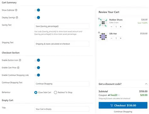 Customize the cart summary
