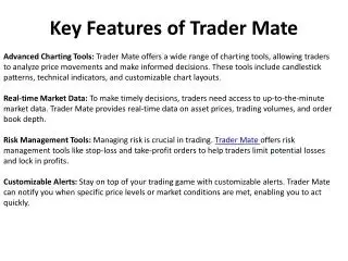 Key Features of Trader Organizer