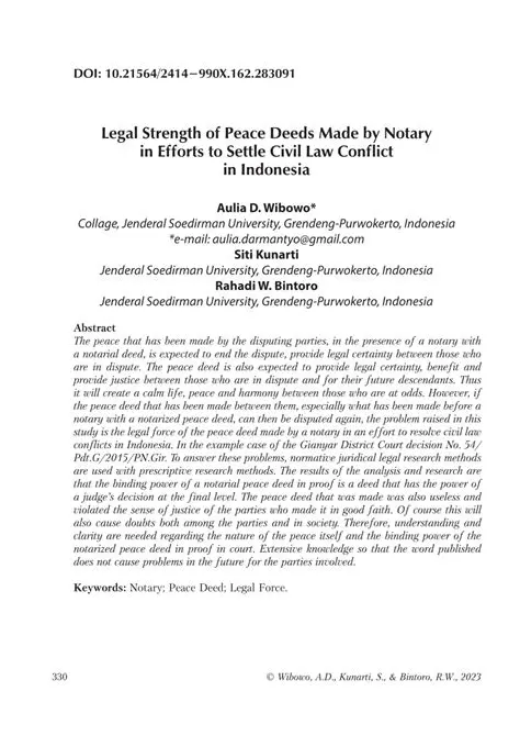 Legal Strength of Peace Decisions