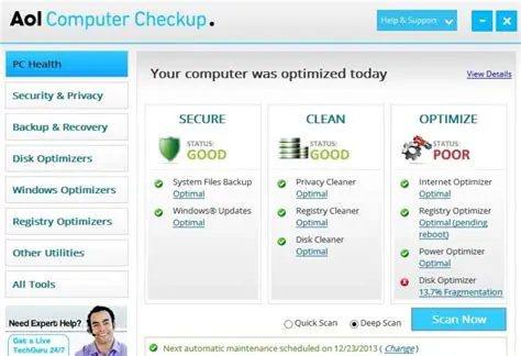 Main Features of AOL Computer Checkup