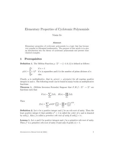 Properties of Cyclotomic Polynomials