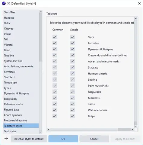 Support for multiple tablature styles